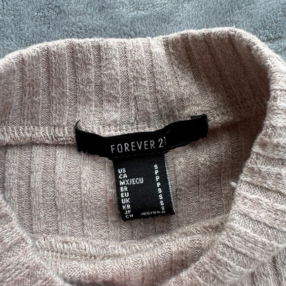 Forever 21 Ribbed Mock Neck Cropped Sweater Top Beige Women's Small - Picture 8 of 9